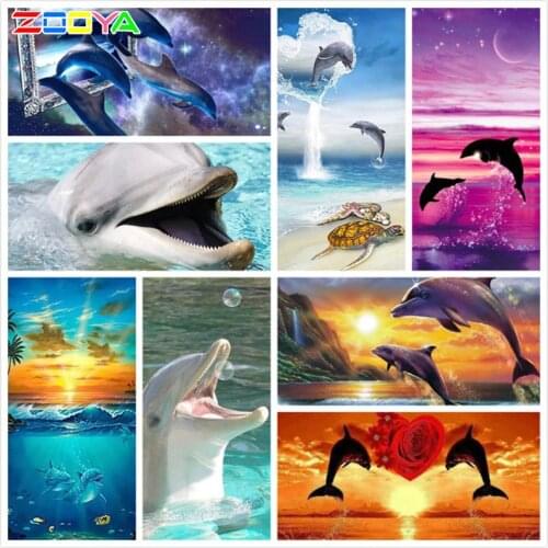 5D Diamond Painting Dolphin Full Square/Round Diamond Embroidery Animal Pictures Of Rhinestones Diamond Mosaic Decoration Jh055