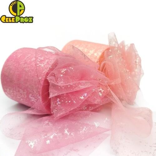 6cm Iridescent Tulle Roll 25Yards Fluorescent Organza Mesh Spool Handmade Tutu Baby Shower DIY Hair Bows Bouquet Sewing Material