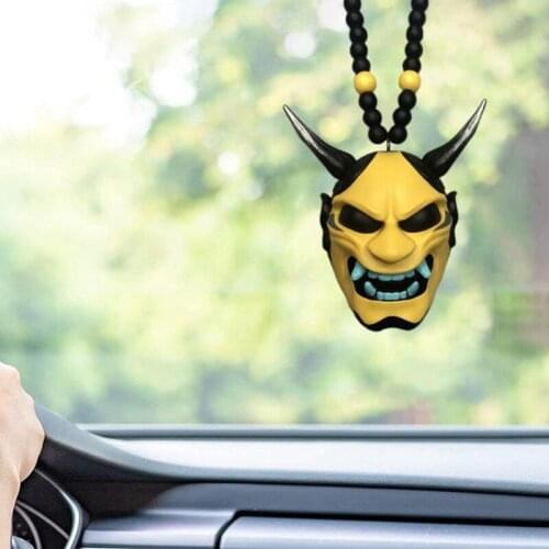 Car Pendant Samurai Demon Ghost Mask Hanging Clown Ornaments Auto Rearview Mirror Interior Decoration Accessory Gifts Car Decor