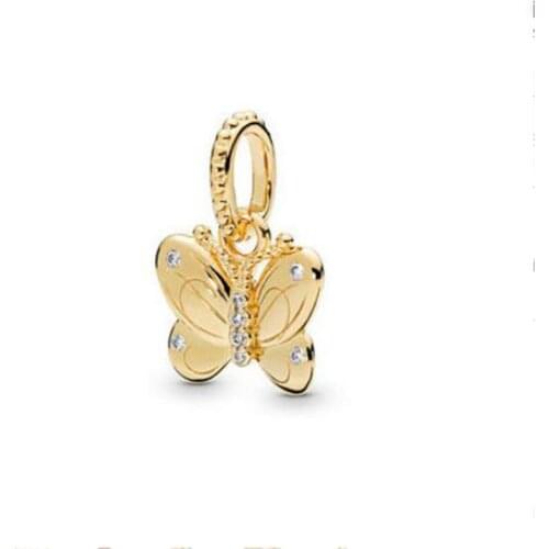 Authentic 925sterling Silver Beads Elegant Fashionable Gold Butterfly String Fit Original Pandora Bracelet For Women Diy Jewelry