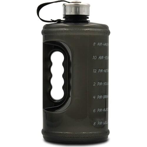 Outdoor Sport Fitness Workout Water Bottle Plastic With Time Marker Drinkware Drink Kettle 2.2L Large Capacity