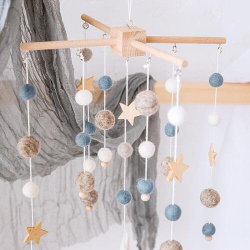 Wooden Baby Stars Rattles Mobile Wool Balls Wind Chimes Bell Toys Infant Room Bed Hanging Tent Decor Nursing Children Baby Toys