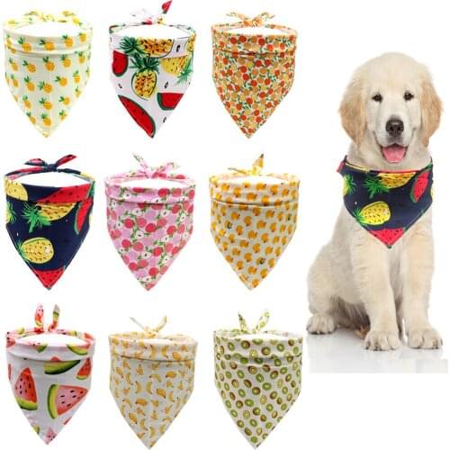 Cotton Fruit Printing Triangle Bandage Spring Summer Pet Scarf Saliva Towel Dog Accessories Watermelon Pineapple Pet Supplies