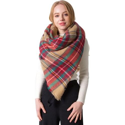 Cashmere Pashmina Scarves Autumn Winter New Women Thick Shawl Scarf Elegant Plaid Square All-match Fringed Bufanda Muslim Hijab