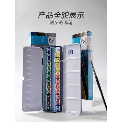 Royal Telens Van Gogh Watercolor Paint Set, Metal Tin Half Pan Solid Water Colour, Aquarelle, For Artist Student, Art Supplies