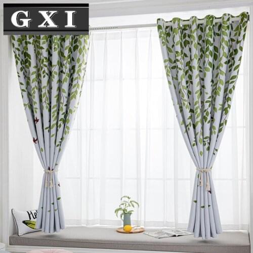 Printed Leaf Short Curtains For Kitchen Mondern Curtain For Living Room Bedroom Floral Cloth Drapes Door Window Treatment Decor