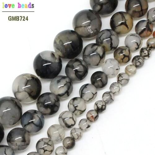 Natural Stone Black White Texture Onyx Round Beads 4/6/8/10/12mm For Jewelry Making Diy Bracelet Necklace 15inches(F00599)