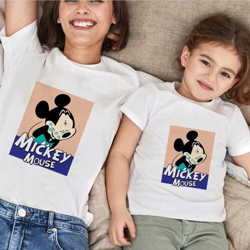 Summer Fashion Family Clothes Short Sleeve Loose White O-neck Mommy And Me Baby Kids Tshirts Family Look Family Matching Outfits