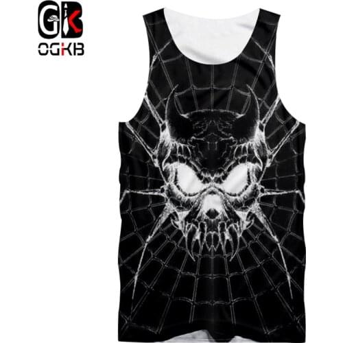 OGKB New Arrival Tops Women/men Cool Print Spider 3D Tank Top Black Man Hiphop Streetwear Punk Sleeveless Undershirt Jerseys 5xl