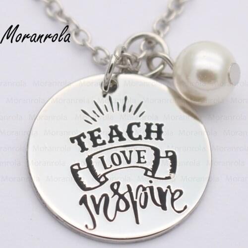 New arried "Teach Inspire Love "Copper necklace &Keychain,charm Teacher Graduation Gift graduation 2018 Appreciation