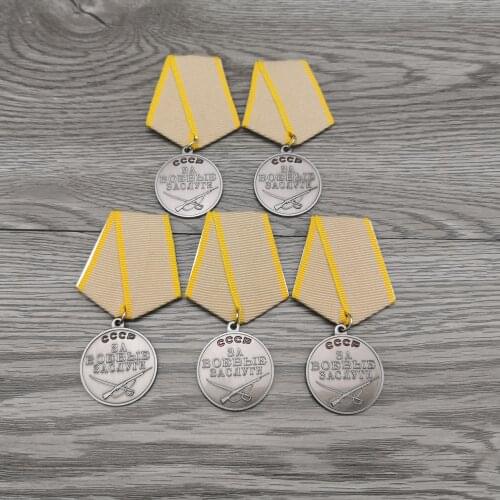 5pcs/lot SovietTop Quality Union combat award medal WWII USSR battle merit pin CCCP meritorious service metal badges