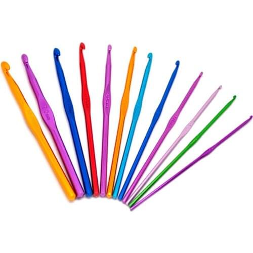 2.5mm-10mm Random Color Aluminum Crochet Hooks Set Knitting Needles For DIY Handle Craft Weaving Home Supplies 15cm long 1 Set