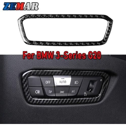 1pcs Headlight Switch Button Decal Frame Cover Carbon Fiber Sticker For New 3 series BMW G20 G28 2019 2020 Interior Accessories