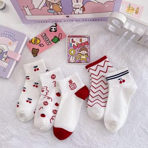 Jeseca New Fashion Cute Women Ankle Socks Funny Anime Harajuku Summer Women Underwear Kawaii Girl Student White Short Socks