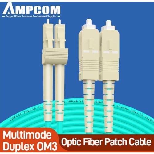 AMPCOM Optic Fiber Cables Direct - OM3 SC LC Fiber Patch Cable | 10Gbps Optical Duplex 50/125 Multimode Jumper lc-sc