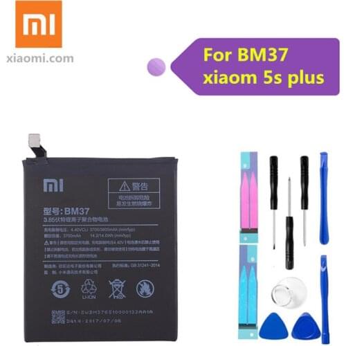 Original xiaomi BM37 for xiaomi Mi 5s Plus mobile phone battery 3800mAh high capacity PCB lithium polymer battery + tools