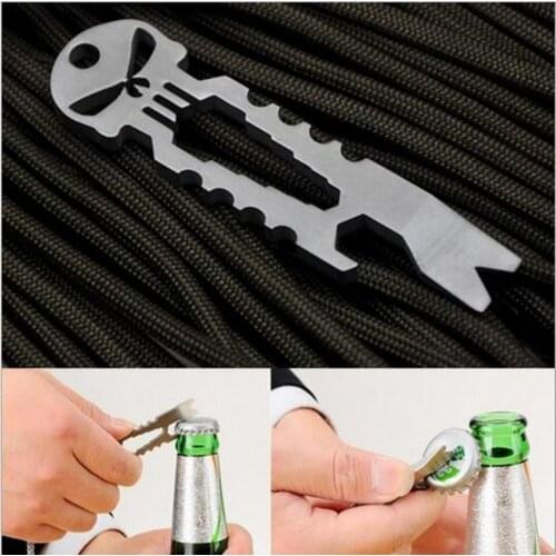 Skull Beer Bottle Opener Prybar Pry bar Crowbar multi pocket tool pendant keyring gadget camp hike outdoor