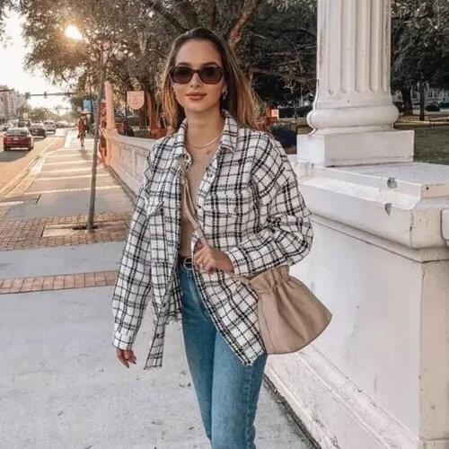 Foridol Plaid Vintage Tweed Coat Jacket Women Winter White Office Ladies Tassel Shirt Coat Irregular Checked Jacket Chaqueta