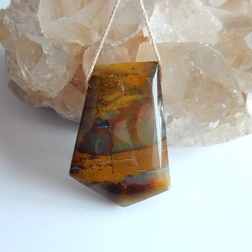 Semi-precious stones Natural Gemstone Us Picture Jasper fashion pendants jewelry making,39x27x7mm,12.9g