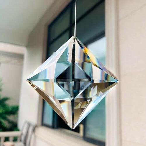 Rectangular Diamond Crystal Pendant Prism Chandelier Multi-faceted Prism Suncatcher Rainbow DIY Chandelier Lighting Accessory