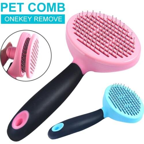 Pets Beauty Tools Dog Comb Stainless Steel Combs Onekey Remove Floating Hair Cat Combs Antistatic Open Hair Pet Accessories