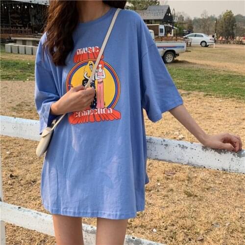 Women Tshirt Cartoons tees tops print harajuku punk aesthetic korean style Oversize casual dropshipping vintage kawaii clothes