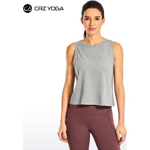 CRZ YOGA Womens Pima Cotton Sleeveless Loose Tank Tops Exercise Gym Yoga Tops Athletic Shirts