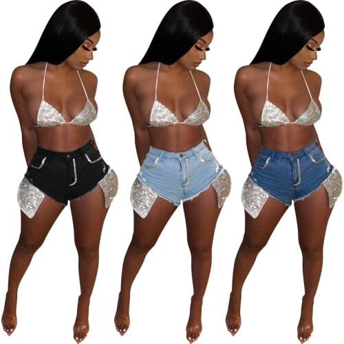 2021 Summer Female Shorts Beach Sexy Denim Shorts Jeans Women Mid Waist Slim Booty Shorts Biker Short