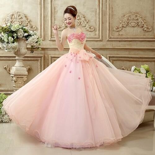 Pink Strapless Vestidos Quinceanera Dresses Party Dress Ball Gown Classic Beading Prom Dress Robe De Bal Plus Size