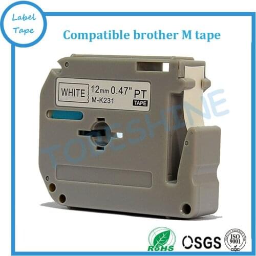 1PK/lot compatible for brother M tape mk231 M label MK-231 12mm black on white cassette labelling tape