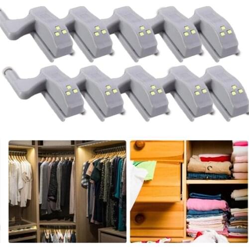 10pcs LED Under Cabinet Lights Inner Hinge Lamp Universal Wardrobe Cupboard Sensor Lights for Closet Bedroom Kitchen Night Lamp