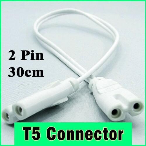 10pcs T5 LED Lamp Tube Connector Extend Cable White Color 2 Pin 2 End 300mm Free Shipping