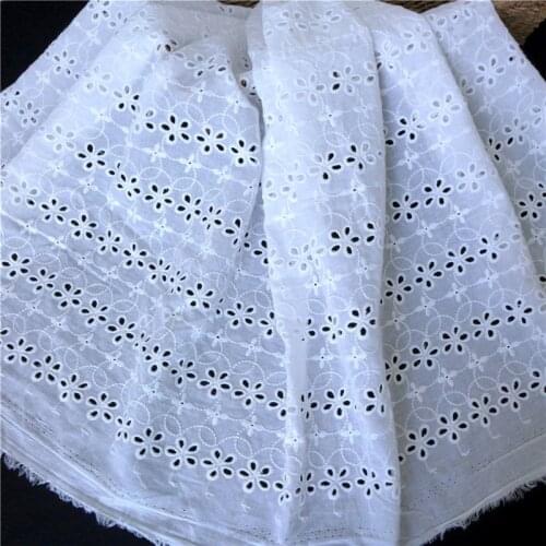 100% Cotton Eyelet Embroidered Fabric Ivory White Bridal Gowns Fabric Wedding Dress Fabric by the yard