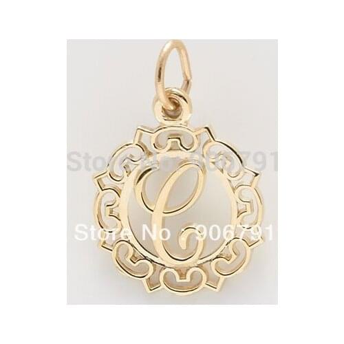 100pcs a lot rhodium or gold color fashion letter C charm jewelry