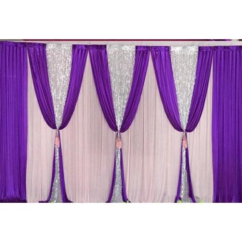 3M*6M backdrop with sequins swags wedding backcloth With Swags party curtain Wedding Party Stage Celebration Background graduati