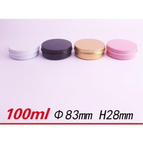 50pcs 100g 100ml 83*28m black white pink Empty Aluminum Can Coffee tea Tin box Refillable Container Cosmetic Storage Jar