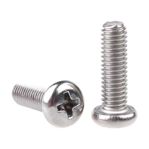 50pcs/lot Phillips Cross Recessed Pan Head Screw M4 6mm/8mm/10mm/12mm/16mm/20mm 304 Stainless Steel Fasterner DIY Machine