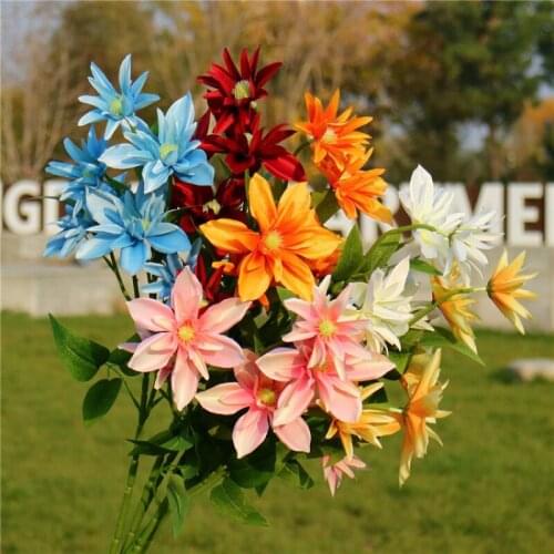 6 heads Lotus artificial flower home wedding party decoration road guide plant flower diy arrangement material