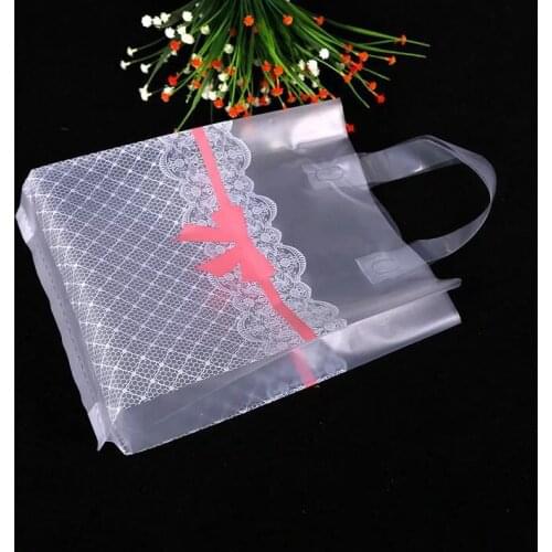 38x43cm Large Clear Plastic Gift Bag Favor Jewelry Boutique Gift Packaging Plastic Shopping Bags With Handle Garment Bag