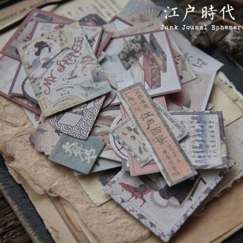 43 Pieces Vintage Craft Paper Decorative Junk Journal Ephemera Retro DIY Label Diary Album Scrapbooking Material Paper Japanese