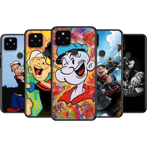 Spinach Sailor Soft TPU Silicone Black Cover For Google Pixel 5 4A 5G 4 XL Phone Case