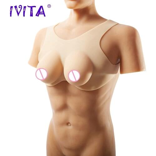 IVITA 1400g Realistic Silicone Breast Forms Artificial Fake Boobs Breasts For Crossdresser Transgender Shemale Enhancer Cosplay