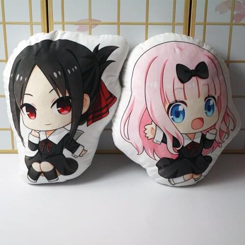 Kaguya-sama Love Is War figure pillow toys Shinomiya Kaguya Fujiwara Chika short plush stuffed doll double sided pillowcase 50cm