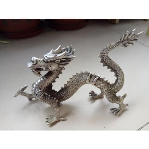 Collectable Tibet silver dragon statue Free shipping