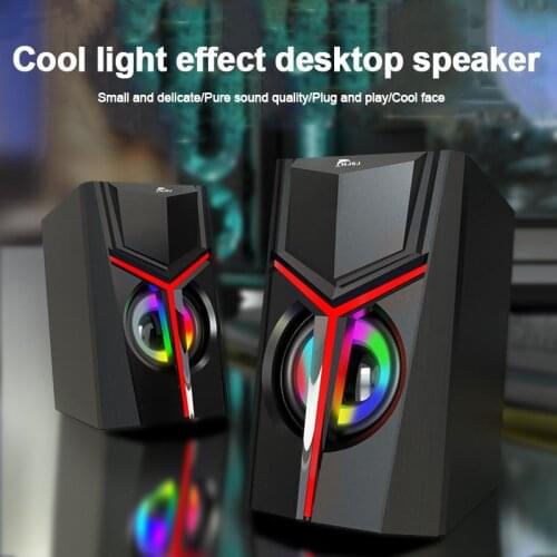 NJSJ Computer Speakers RGB Desktop Speakers Wired Gaming Speakers with Colorful LED Light for Desktop Computers, Laptops