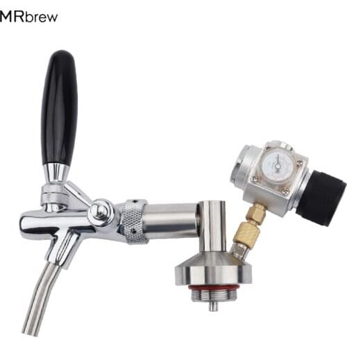 Stainless Steel Mini Keg Tap Dispenser with Adjustable Beer Tap Faucet and Regulator CO2 Charger Kit 0-30 PSI for beer bar