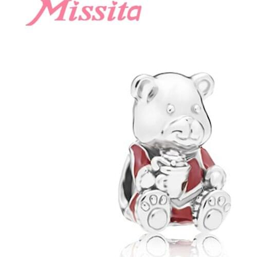 MISSITA Cute Christmas Bear Animal Beads fit Brand Original Charm Bracelet DIY Jewelry Women Bracelets Accessories Gift
