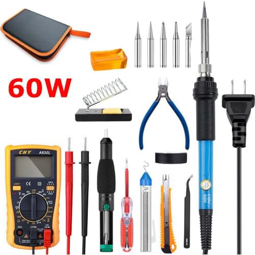 60w 110v/220v Soldering Iron Kit Electric Welding Tool Desolder Pump Station Wire Rosin Flux Soldering Iron Kit