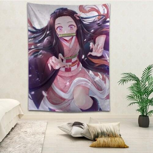 Kamado Nezuko Wall Hanging Tapestry Home Party Decorative Tapestries Photo Background Cloth Table Cloth Wall Tapestry