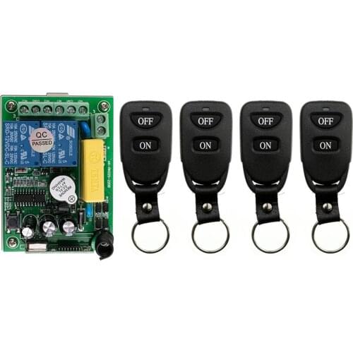 New AC220V 2CH 10A Remote Control Light Switch Relay Output Radio Receiver Module and 4 pcs Belt buckle Transmitter